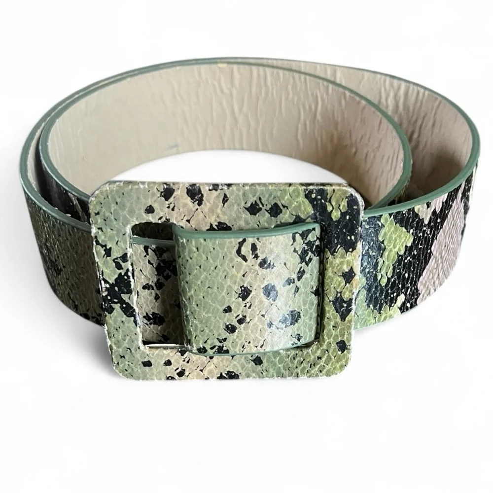 Snake skin print Belt with Square Buckle green cosplay Y2K witchy whimsy goth